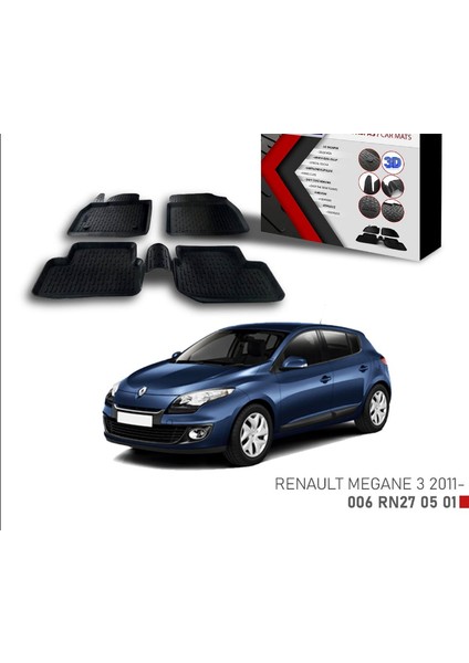 Renault Megane 3 Için Uyumlu -2011 3D Paspas
