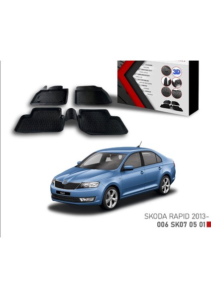 Skoda Rapid -2013 Için Uyumlu 3D Paspas
