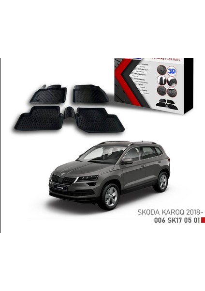 Skoda Karoq -2018 Için Uyumlu 3D Paspas