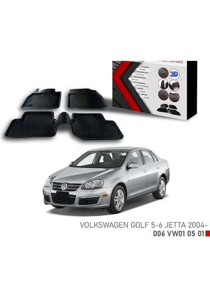 Vw Golf 5 Için Uyumlu Golf 6 - Jetta -2004 3D Paspas