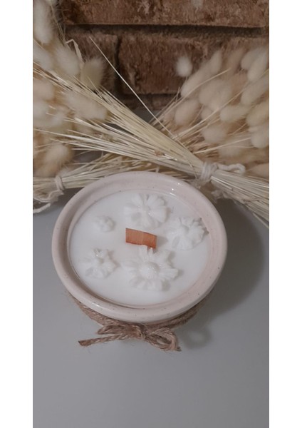 El Yapımı Doğal Soya Wax Ahşap Fitil Süslü Mum Kase modelleri