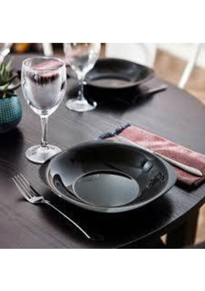 Luminarc Carine Noir Siyah Yemek Tabağı 21CM 6lı Set modelleri