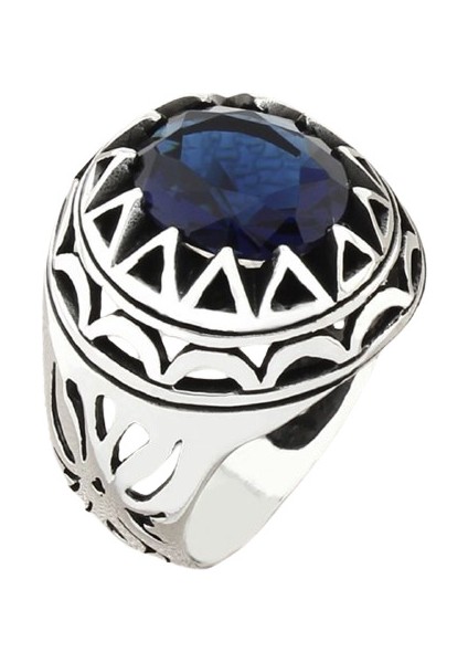 Erkek Yüzük Gümüş 925 Ayar Zirkon Taşlı