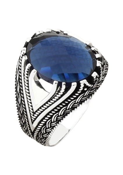 Erkek Yüzük Gümüş 925 Ayar Zirkon Taşlı