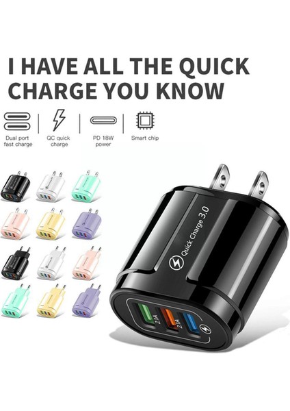 USB Şarj Aleti 3.0 3usb Hızlı Şarj Aleti 14 13 Pro Max Tablet Abd Ab Tak G3C1 (Yurt Dışından)