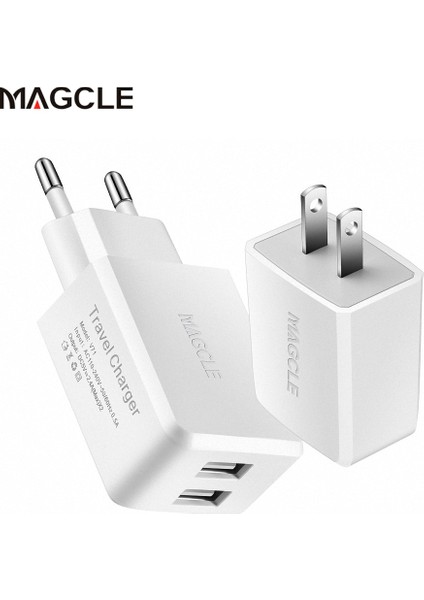 Magcle Çift USB Şarj Aleti 5V2.4A Duvar Şarj Cihazı Cep Telefonu Için Çift USB Bağlantı Noktası Seyahat Duvar Şarj Cihazı Akıllı Telefon USB Şarj Aleti Adaptörü (Yurt Dışından)