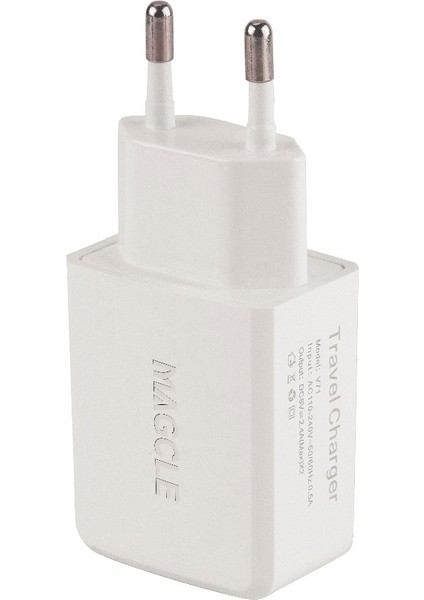 Magcle Çift USB Şarj Aleti 5V2.4A Duvar Şarj Cihazı Cep Telefonu Için Çift USB Bağlantı Noktası Seyahat Duvar Şarj Cihazı Akıllı Telefon USB Şarj Aleti Adaptörü (Yurt Dışından) indirimleri