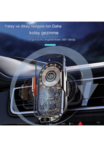 Kablosuz Şarj Araba Için Manyetik Elektrikli Telefon Tutacağı Şık Görünümlü Işıklı