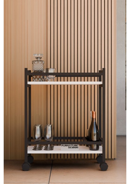 Servis Sunum Arabası Beyaz Ev Tipi Iki Katlı Şişe Bölmeli Servant Bar Cart fiyatları