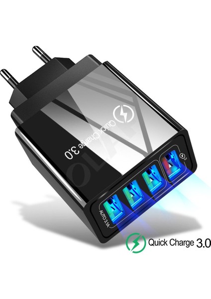 60W USB Şarj Aleti 4 Port Hızlı Şarj Cihazı 3.0 Hızlı Şarj USB Şarj Cihazı iphone Samsung Xiaomi Huawei Qc3.0 Duvar Şarj Adaptörü (Yurt Dışından) fiyatları