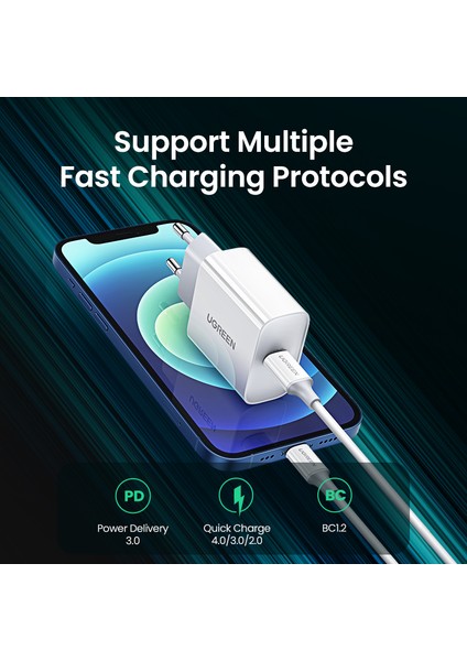 Ugreen Hızlı Şarj 4.0 3.0 Pd Şarj Cihazı 20W Qc4.0 Qc3.0 USB Tip C Hızlı Şarj Cihazı iPhone 13 12 11 Pro x Xs 8 Xiaomi Samsung Galaxy S10 iPad Pro Telefon Duvar Şarj Cihazı (Yurt Dışından) modelleri