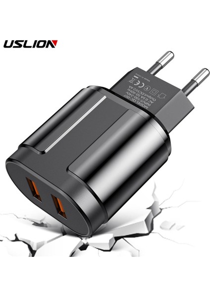 Uslıon Ab/abd Plug 2.4A Max Çift USB Hızlı Şarj Adaptörü Duvar Evrensel Cep Telefonu Şarj Cihazı iPhone Için Samsung Xiaomi Için (Yurt Dışından)