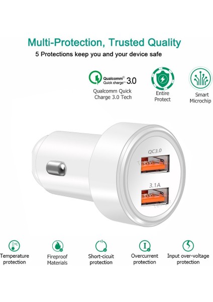 Hızlı Şarj 3.0 Araç Şarj Cihazı Cep Telefonu Çift USB Araç Şarj Cihazı Qualcomm Qc 3.0 Hızlı Şarj Adaptörü Mini USB Araç Şarj Cihazı (Yurt Dışından) fiyatları