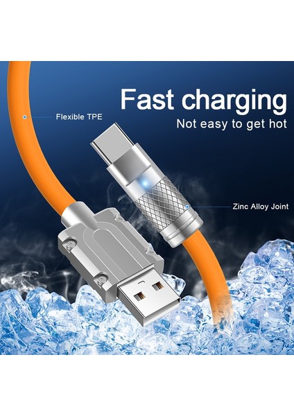 120 W 6A Süper Hızlı Şarj Sıvı Silikon Kablo C Tipi Şarj Veri Kablosu, Huawei P50 P40 Xiaomi Samsung Veri Hattı 1 M (Yurt Dışından) modelleri