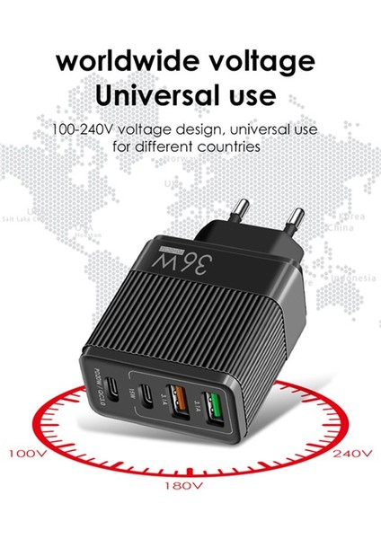 Uslıon 36W Evrensel 4 Bağlantı Noktalı USB Şarj Cihazı Qc3.0 PD20W 2 Bağlantı Noktalı USB3.1A Hızlı Şarj Prizi iPhone 13 11 Samsung S20 Xiaomi (Yurt Dışından) fiyatları