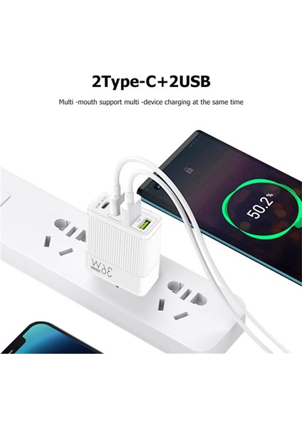 Uslıon 36W Evrensel 4 Bağlantı Noktalı USB Şarj Cihazı Qc3.0 PD20W 2 Bağlantı Noktalı USB3.1A Hızlı Şarj Prizi iPhone 13 11 Samsung S20 Xiaomi (Yurt Dışından) modelleri
