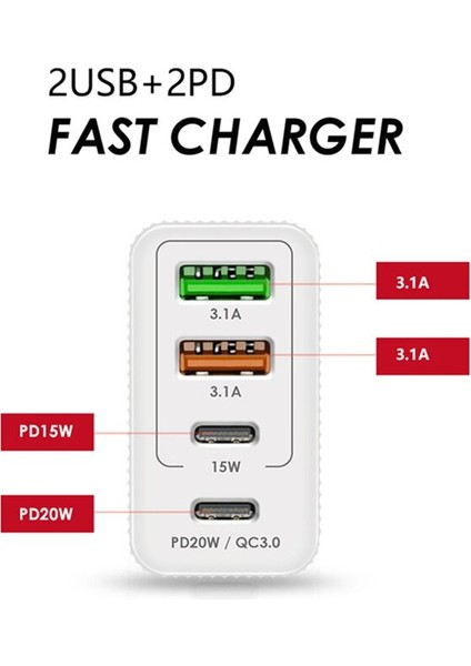 Uslıon 36W Evrensel 4 Bağlantı Noktalı USB Şarj Cihazı Qc3.0 PD20W 2 Bağlantı Noktalı USB3.1A Hızlı Şarj Prizi iPhone 13 11 Samsung S20 Xiaomi (Yurt Dışından) fırsatları