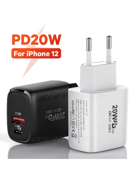 3A Abd/ab USB Tip C Hızlı Telefon Şarj Cihazı 2 Bağlantı Noktalı Usb-C Pd3.0 Usb-A Qc3.0 Seyahat Duvarı Hızlı Şarj Adaptörü iPhone 13 12 Samsung Için (Yurt Dışından) fiyatları