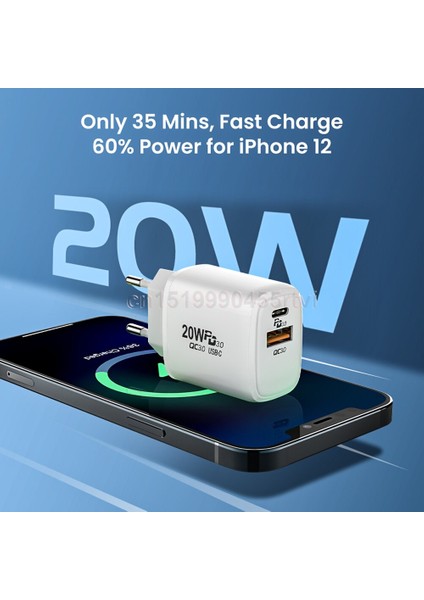 3A Abd/ab USB Tip C Hızlı Telefon Şarj Cihazı 2 Bağlantı Noktalı Usb-C Pd3.0 Usb-A Qc3.0 Seyahat Duvarı Hızlı Şarj Adaptörü iPhone 13 12 Samsung Için (Yurt Dışından) modelleri