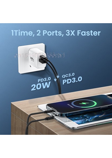 3A Abd/ab USB Tip C Hızlı Telefon Şarj Cihazı 2 Bağlantı Noktalı Usb-C Pd3.0 Usb-A Qc3.0 Seyahat Duvarı Hızlı Şarj Adaptörü iPhone 13 12 Samsung Için (Yurt Dışından) fırsatları