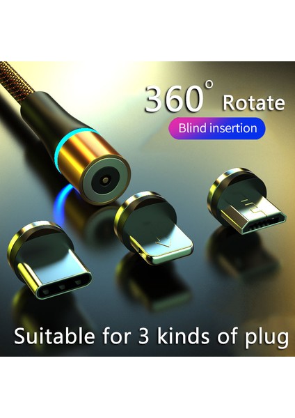 USB C Manyetik Kablo Hızlı Şarj 3A Mikro USB Tip C 360 Mıknatıs Hızlı Şarj iPhone Samsung Android Cep Telefonu Kablosu (Yurt Dışından)