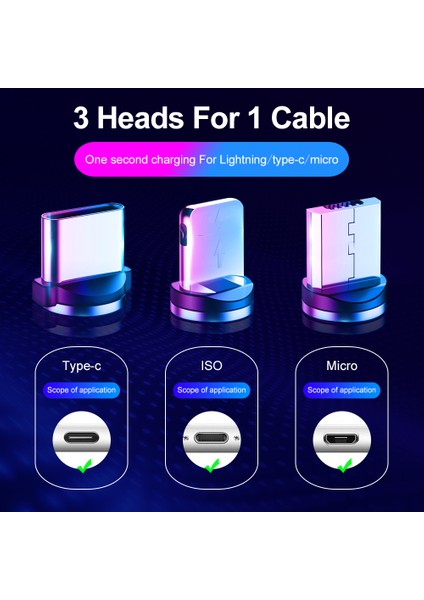 USB C Manyetik Kablo Hızlı Şarj 3A Mikro USB Tip C 360 Mıknatıs Hızlı Şarj iPhone Samsung Android Cep Telefonu Kablosu (Yurt Dışından) indirimleri