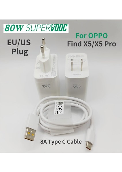 80W Supervooc Find X5 Find X5 Pro Hızlı Şarj Cihazı 8A Tip C Kablo Find X3 Pro Reno 7 Ace 2 Realme X50 Pro One Plus 10 Pro (Yurt Dışından) indirimleri