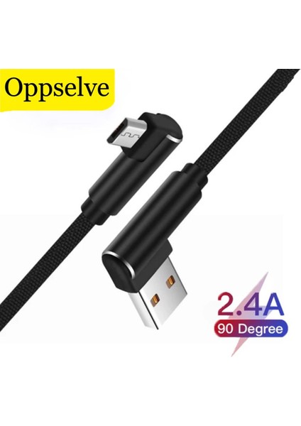 Oppselve 90 Derece Mikro USB Kablosu Hızlı Şarj USB Kablosu Için Huawei P40 Samsung Android Tip C Mikro USB Kabloları Şarj Cihazı Tel (Yurt Dışından)
