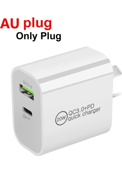 Qc3.0 Pd Hızlı Şarj Cihazı 20W Hızlı Duvar Şarj Cihazı Fişi Au/ab/ingiltere/abd Cep Telefonu Şarj Cihazı Tip-C Veya USB Evrensel Ev Ofisi USB C (Yurt Dışından)
