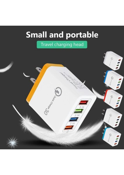 Port USB Şarj Cihazı Qc 3.0 USB Hub Duvar Şarj Cihazı 3A Renkli Akıllı Hızlı Şarj Seyahat Evrensel Telefon Ab Abd Tak Adaptörü (Yurt Dışından)