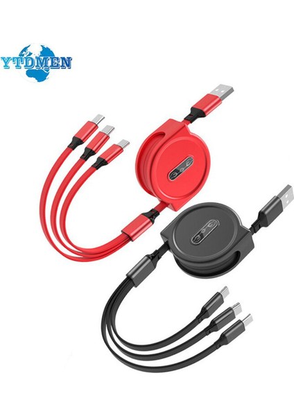 In 1 Hızlı Şarj Kablosu Geri Çekilebilir Tip C Şarj Kablosu Taşınabilir Mikro USB Veri Hattı iPhone 14 13 Samsung Xiaomi Huawei (Yurt Dışından)