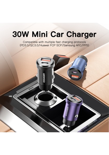 Essager USB C Araç Şarj Cihazı Hızlı Şarj Xiaomi iPhone 12 13 Oneplus Huawei Poco3 Samsung 30W Typec Çakmak Araç Telefonu Şarj Cihazı (Yurt Dışından) fiyatları