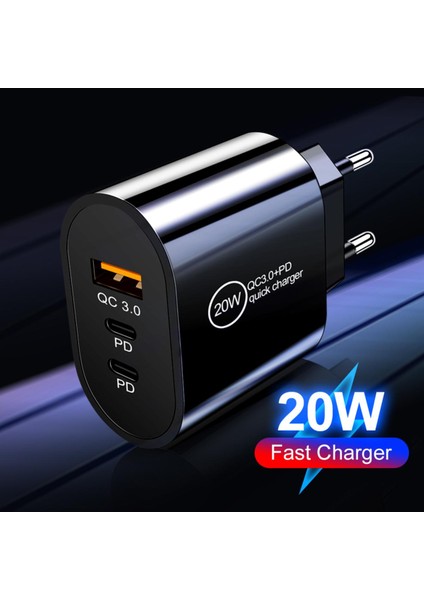 Oval USB Şarj Cihazı Tipi C Şarj Cihazı 3 Bağlantı Noktası Şarj Samsung Vivo Huawei Oppo Tablet Telefon Şarj Cihazı (Yurt Dışından)