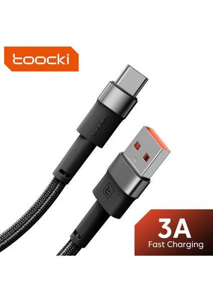 Toocki USB C Tipi Kablo 3A Hızlı Şarj Samsung S20 S21 Xiaomi Redmi Cep Telefonu Veri Kablosu USB A To C Şarj Aleti Kablosu (Yurt Dışından)