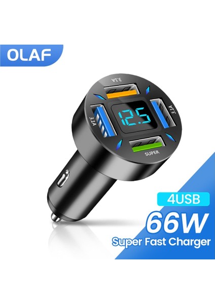 Olaf 4 Port 66W USB Araç Şarj Cihazı Hızlı Şarj Hızlı Şarj 3.0 Qc3.0 Pd 20W Tip C Araba USB Şarj Cihazı iPhone Xiaomi Samsung Için (Yurt Dışından) fiyatları