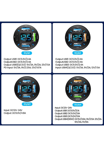 Olaf 4 Port 66W USB Araç Şarj Cihazı Hızlı Şarj Hızlı Şarj 3.0 Qc3.0 Pd 20W Tip C Araba USB Şarj Cihazı iPhone Xiaomi Samsung Için (Yurt Dışından) indirimleri