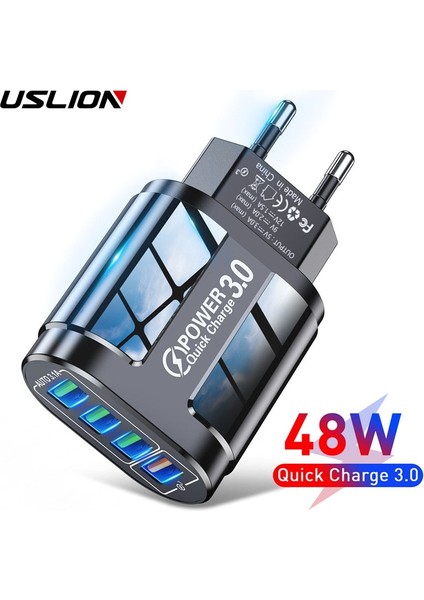 Uslıon 3A Hızlı Şarj Cihazı iPhone 12 11 4 Port 48W Duvar USB Şarj Aleti Ab/abd Tak Adaptörü Samsung Huawei Cep Telefonu Şarj Cihazı (Yurt Dışından)