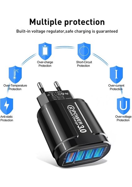 Uslıon 3A Hızlı Şarj Cihazı iPhone 12 11 4 Port 48W Duvar USB Şarj Aleti Ab/abd Tak Adaptörü Samsung Huawei Cep Telefonu Şarj Cihazı (Yurt Dışından) fırsatları