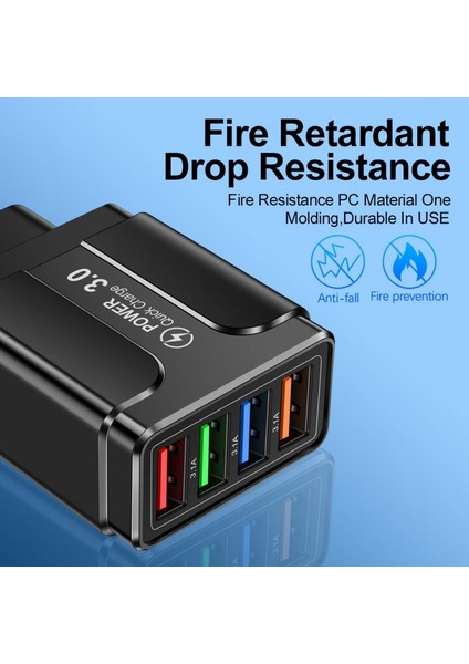 4 USB Şarj Aleti Hızlı Şarj 3.0 Bağlantı Noktası Hızlı Şarj Duvar Adaptörü IPhone 12 11 x Xiaomi Samsung Cep Telefonu Şarj Cihazı Qc 3.0 (Yurt Dışından) fiyatları