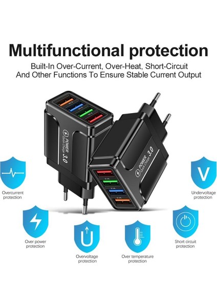 4 USB Şarj Aleti Hızlı Şarj 3.0 Bağlantı Noktası Hızlı Şarj Duvar Adaptörü IPhone 12 11 x Xiaomi Samsung Cep Telefonu Şarj Cihazı Qc 3.0 (Yurt Dışından) indirimleri