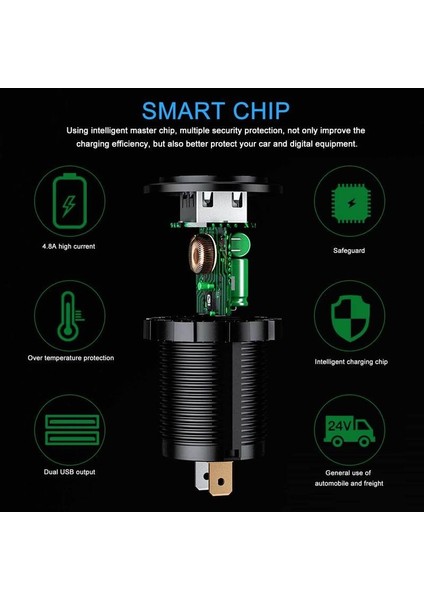 Hızlı Şarj 3.0 Çift USB Hızlı Araç Şarj Soket Aksesuarları Su Geçirmez 12 V/24 V Qc3.0 Güç Çıkışı Dokunmatik Anahtarı ile LED Işık (Yurt Dışından) fırsatları