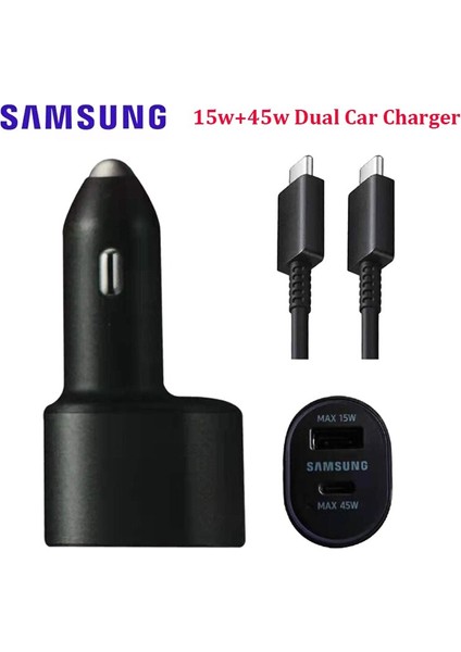 Orijinal Samsung Araç Şarj Cihazı 45W + 15W Çift Bağlantı Noktalı Adaptif Süper Hızlı Adaptör Galaxy S10 9 S20 S21 Artı S10 + NOTE20 Fold2 Telefon (Yurt Dışından)