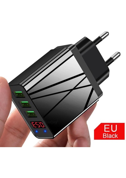 Ab / Abd Fişi Qc3.0 3usb Dijital Ekran Cep Telefonu Hızlı Şarj Cihazı Şarj Fişi (Yurt Dışından)