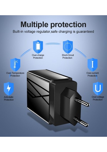 Ab / Abd Fişi Qc3.0 3usb Dijital Ekran Cep Telefonu Hızlı Şarj Cihazı Şarj Fişi (Yurt Dışından) fırsatları