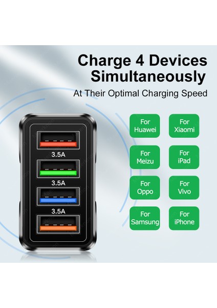5.1A USB Hızlı Şarj Cihazı Hızlı Şarj 4.0 3.0 Evrensel Duvar 4 Port iPhone 12 x Samsung Cep Telefonu Şarj Cihazları Için Hızlı Şarj (Yurt Dışından) fiyatları