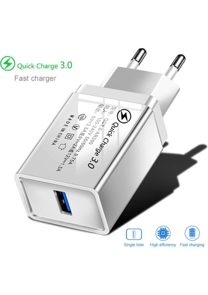 USB Şarj Aleti Hızlı Şarj 3.0 Ab Tak Hızlı Şarj Seyahat Duvar Adaptörü iPhone 11 Xr Samsung S20 Tabletler Cep Telefonu Şarj Cihazı (Yurt Dışından)