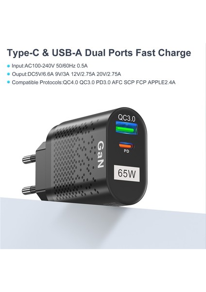 Uslıon 65W Gan Şarj Cihazı Tablet Dizüstü Bilgisayar Hızlı Şarj Cihazı Tip C Pd Hızlı Şarj Cihazı Kore Şartname Fiş Adaptörü iPhone Samsung Için (Yurt Dışından) indirimleri
