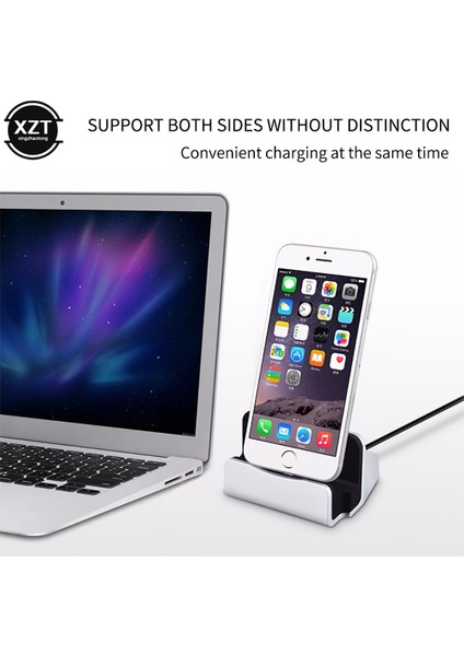 2'si 1 Arada USB Kablosu Veri Telefonu Şarj Cihazı Dock Standı Yıldırım/tip-C/mikro USB Bağlantı Noktası Masaüstü Şarj Standı iPhone x Xs Max Xr 6 6s (Yurt Dışından)