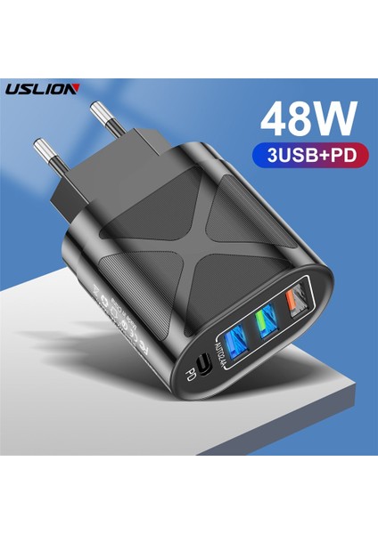 Uslıon 48W USB C Şarj Cihazı Hızlı Şarj Qc4.0 3.0 Pd Duvar Cep Telefonu Hızlı Şarj iphone Xiaomi Redmi Için Seyahat Tipi C Adaptörü (Yurt Dışından)