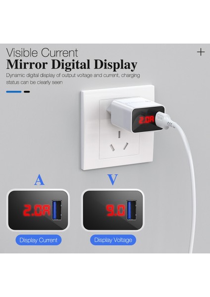 Hızlı Şarj 3.0 USB Şarj Aleti iPhone 12 11 6 7 8 Xiaomi Samsung Huawei 5V 3A Dijital Ekran Hızlı Şarj Duvar Telefonu Şarj Cihazı (Yurt Dışından) fırsatları